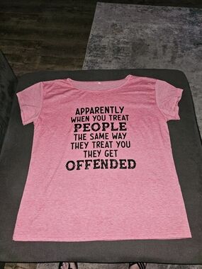 Pink Graphic Tee with Bold Black Text